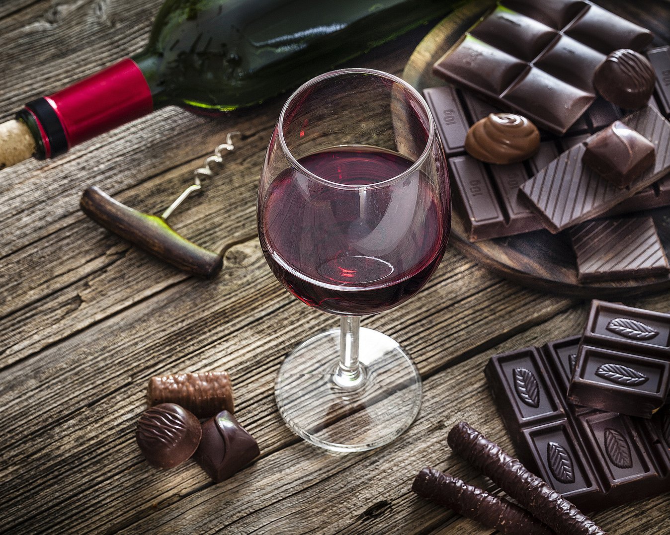 Vinflight med sjokolade