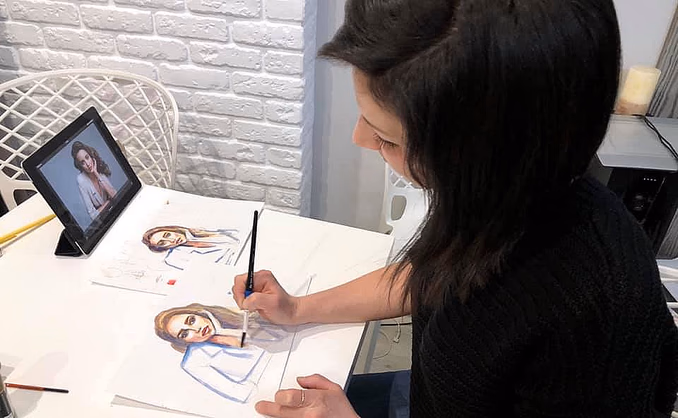 Oljemaling med kunstner