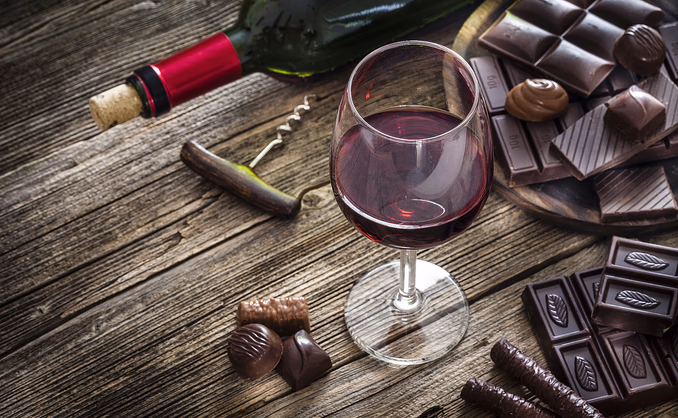 Vinflight med sjokolade