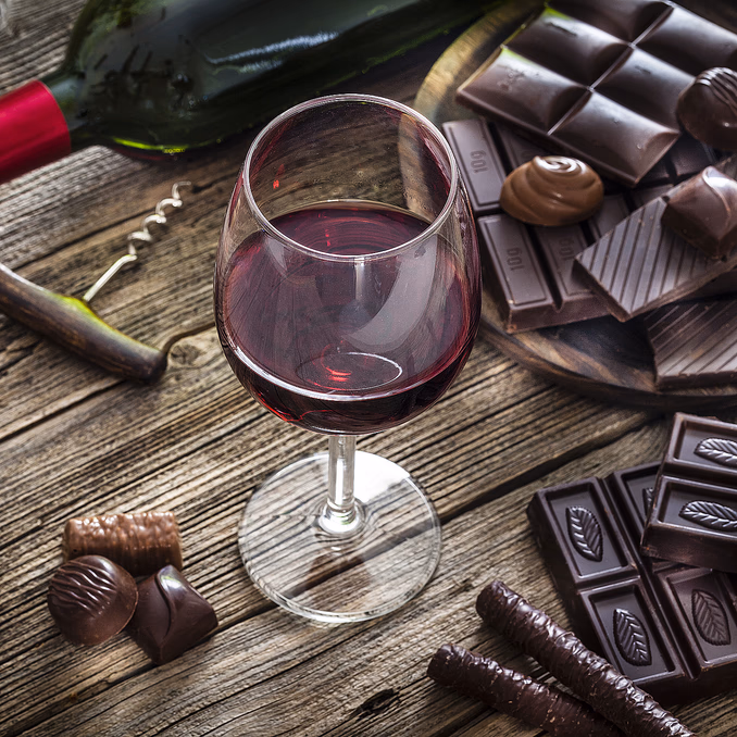 Vinflight med sjokolade