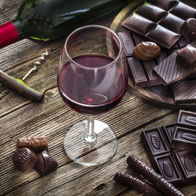 Vinflight med sjokolade